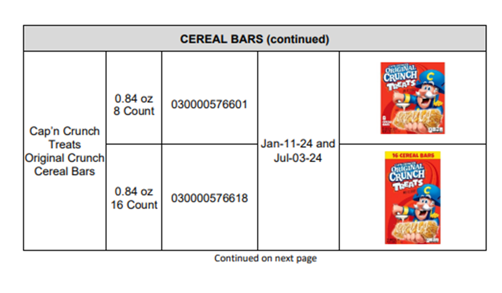 Quaker Recall Expansion - Stater Bros. Markets